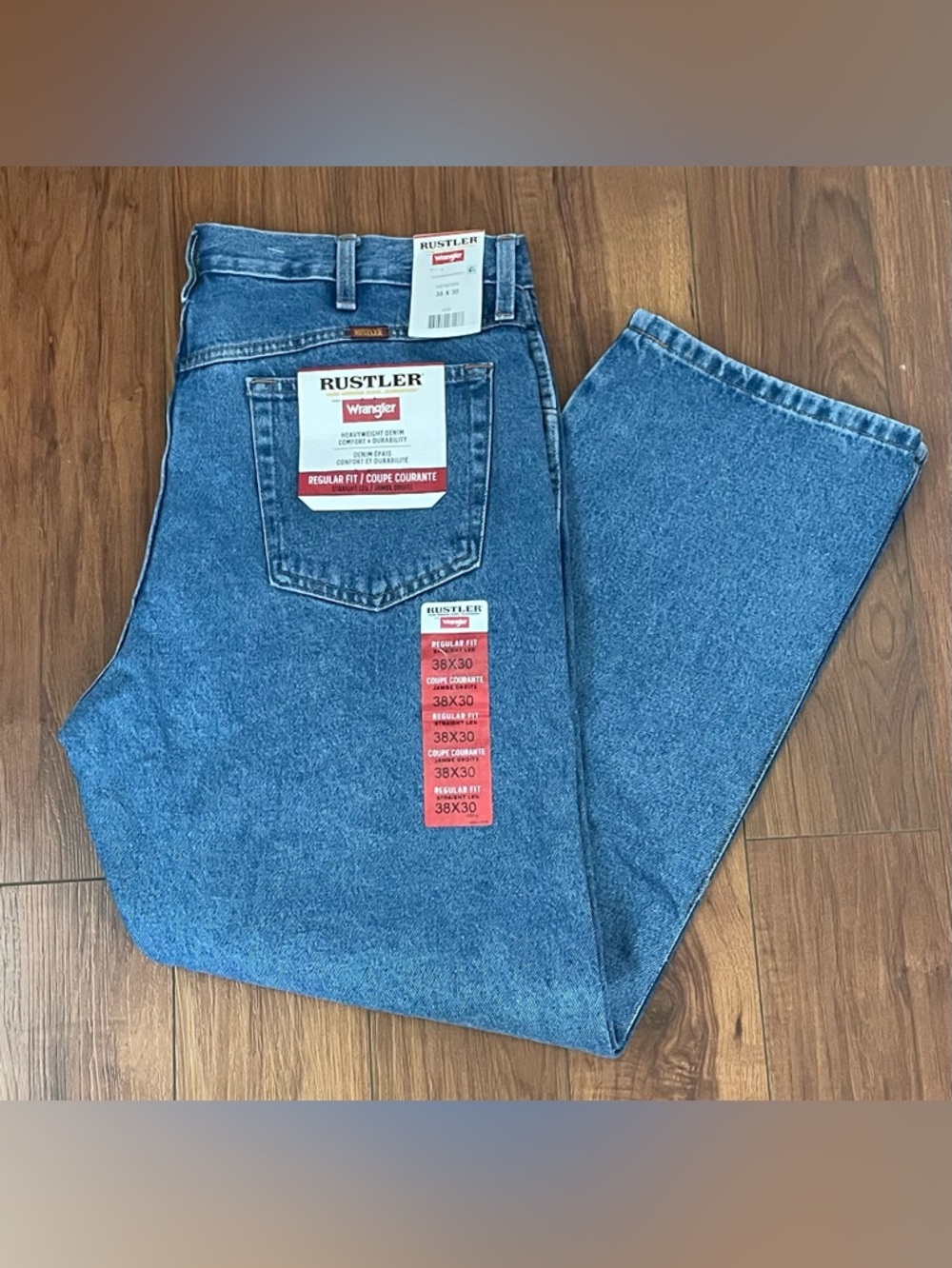 🆕 Wrangler Rustler Men’s Regular Fit Straight Leg Blue Jeans Size 38/30